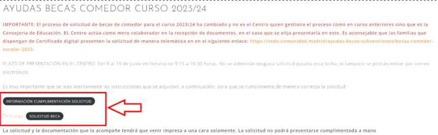 INFORMACIÓN IMPORTANTE: BECAS COMEDOR