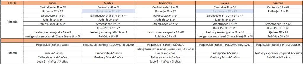 EXTRAESCOLARES 2023/2024
